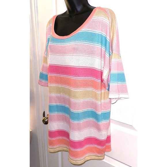 Haptics colorful striped short sleeve top - Picture 3 of 6
